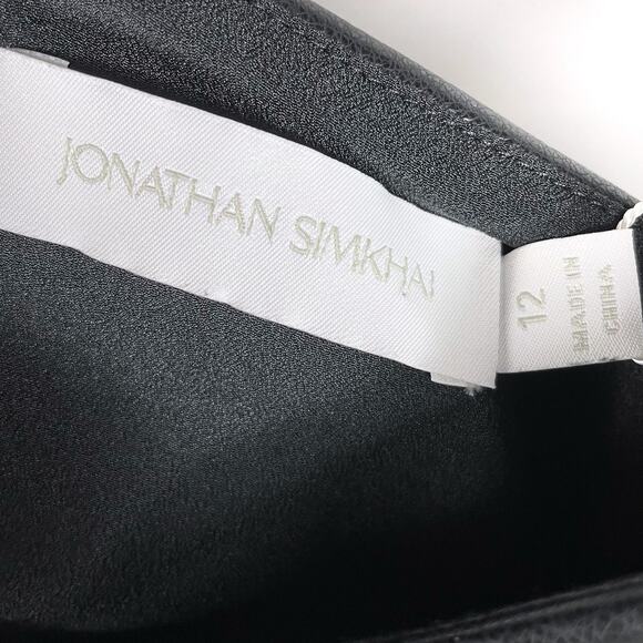 Jonathan Simkhai Jeslyn Dress Black Faux‎ Leather Mini Sz 12 Shoulder Straps - Picture 5 of 9